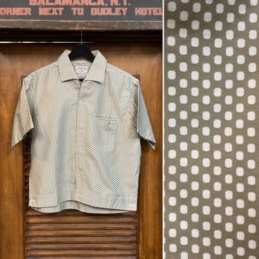Vintage 1960’s -Deadstock- Atomic Polka Dot Cotton Mod Style Rockabilly Shirt-Jac Never Worn Shirt, 60’s Vintage Clothing 