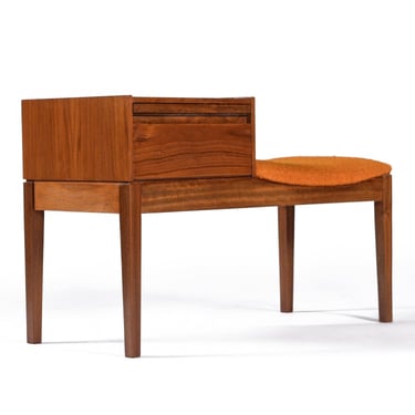 Chippy Heath Telephone Seat Mid-Century Modern Teak Gossip Bench 