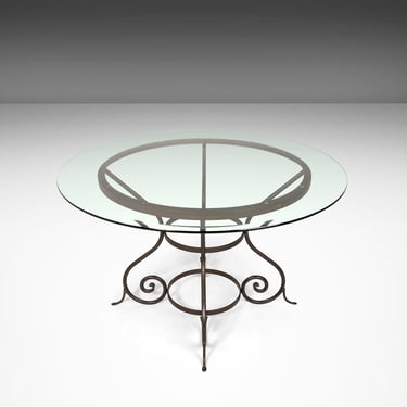 Charleston Forge 'Etrusche' Iron Glass Top Dining Table, USA 