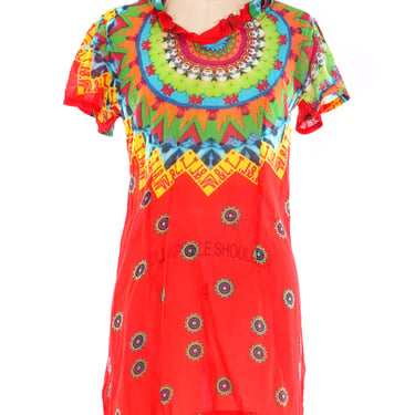 W&LT Psychedelic Printed Gauze Mini Dress