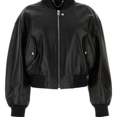 Gucci Woman Black Leather Bomber Jacket