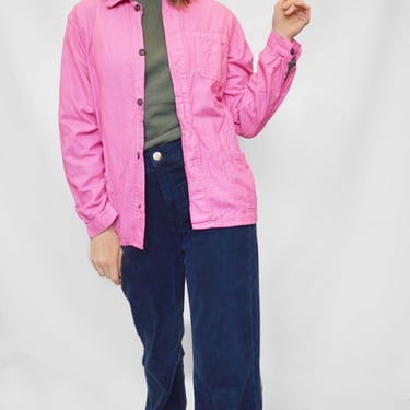 French Chore Jacket Pink Cotton Workwear Shirts - S M L XL 