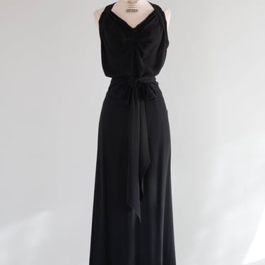 Elegant 1930's FOGA Bias Cut Rayon Evening Gown With T Back and Sash / SM