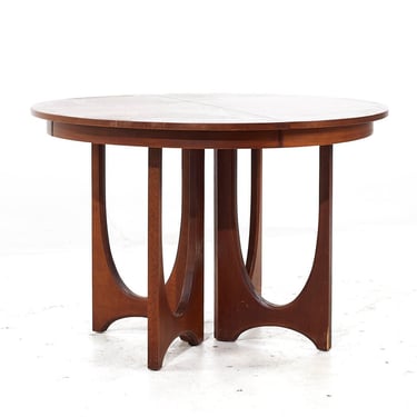 Broyhill Brasilia Walnut Pedestal Expanding Dining Table with 1 Leaf - mcm 