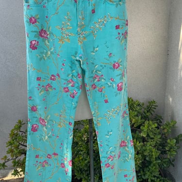 Vintage Cavalli Jeans blues floral Sz 29” Made in Italy Pockets 
