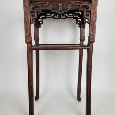 Chinese Carved Rosewood Two Tiered Plant Stand