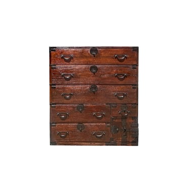 Vintage Japanese Style Yonezawa ishô’dansu Black Hardware 6 Drawers Cabinet ws4111E 