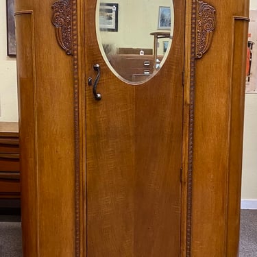 Item #DB30 Art Deco Scottish Oak Single Door Armoire c.1940
