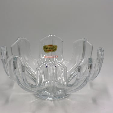 vintage Cofrac Crystal glass bowl. Art Verrier made in France 
