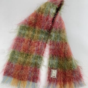 Vintage Mohair Scarf - ANDREW STEWART - Made in Scotland - Beautiful Pastel Colors - Supper Soft & Furry 