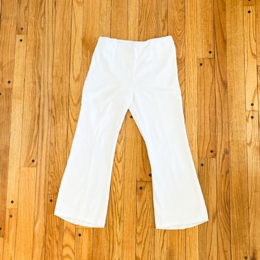 60s White High Waisted Kick Flare Pants | Large/35