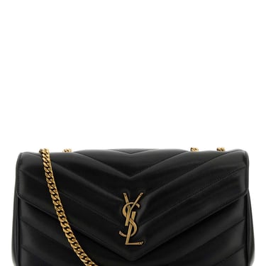 Saint Laurent Women Black Leather Medium Loulou Shoulder Bag