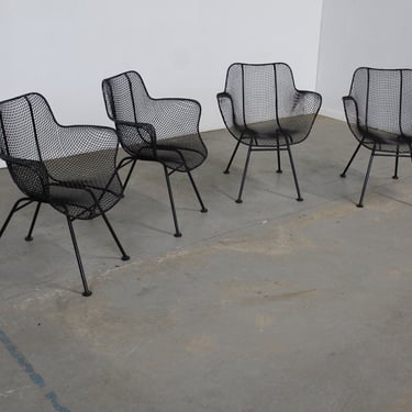 Set of 4 Mid-Century Modern Woodard Sculptura Outdoor Dining Chairs 
