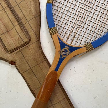 Vintage E. Kent Tennis Racquet, Sovereign Model With Original Case, Striking Blue Tennis Racquet, Pawtucket, Rhode Island 