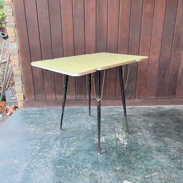 1950s Apartment Dinette Kitchen Table Vintage Atomic Mid-Century Yellow Formica 