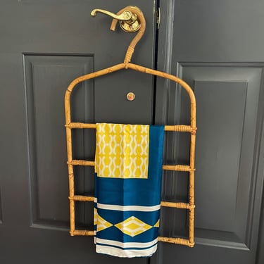 Vintage Rattan, Bent Wood, Bamboo Clothing Hanger, Pant Hanger, Multi Level Organizer for Towels, Scarves, Jewelry - Boho, Wall Display 