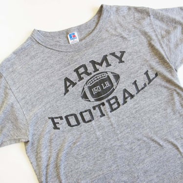 Vintage 80s Russell Athletic Army Football T Shirt  M - 1980s Heather Gray Tri Blend Military Sports Shirt 