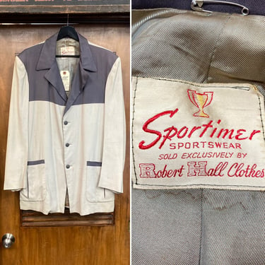 Vintage 1950’s Two-Tone “Sportimer” Gabardine Hollywood Leisure Rockabilly Jacket, Fleck Design, 50’s Vintage Clothing 