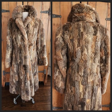 Vintage 70s Rabbit Fur Coat Pieced Patchwork Style Rhomberg's 
