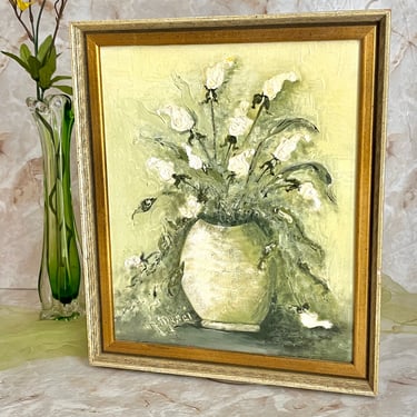 Oil Painting, Floral Still Life, Framed, Artist Signed, 70s 80s Original Art 