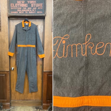 Vintage 1950's Two Tone Salt & Pepper Workwear Outfit Coverall Jumpsuit, Chainstich, Embroidered, Vintage 1950's Jumpsuit, Coveralls, 2 Tone 