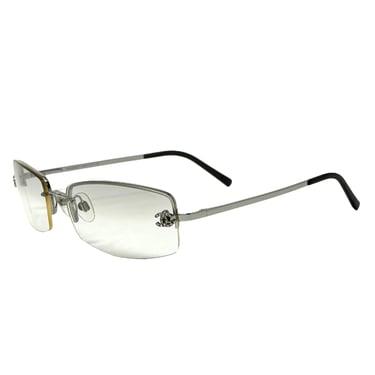 Chanel Micro Grey Rhinestone Logo Sunglasses