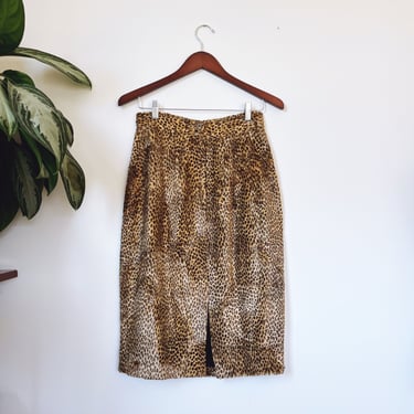 Vintage 90s Nicole Miller Cheetah Print Fuzzy Pencil Skirt 