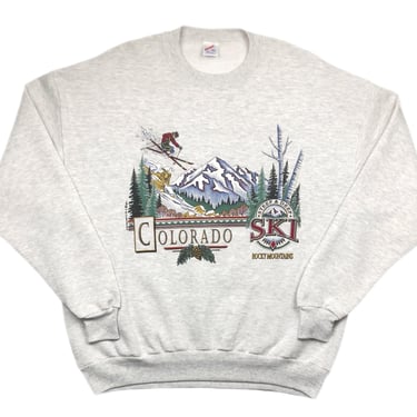 Vintage 90s Ski Colorado Rocky Mountains “Steep & Deep” Made in USA Crewneck Sweatshirt Pullover Size XL 