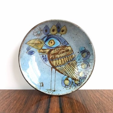 Joyce Morgan for Chelsea Pottery England Mid Century Modern Pottery Dish with Bird 