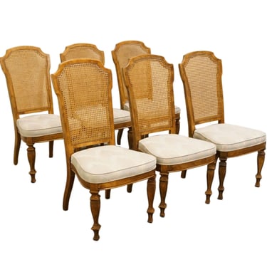 Set of 6 High End Italian Neoclassical Tuscan Style Cane Back Dining Side Chairs 
