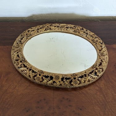 Beautiful Vintage Brass Mirrored Perfume Tray 