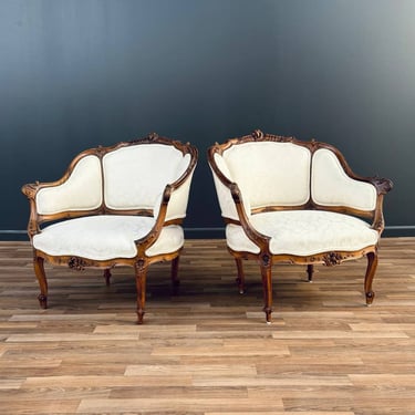 Pair of French Antique Louis XV-Style Arm Chairs, c.1950’s 