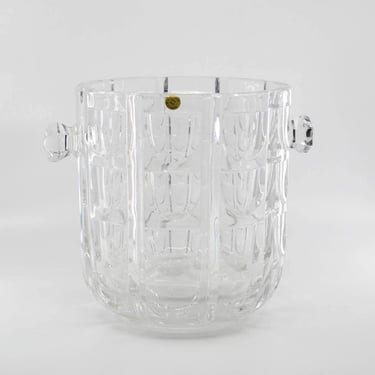 Vintage Czechoslovakian Lead Crystal Glass Ice Bucket 