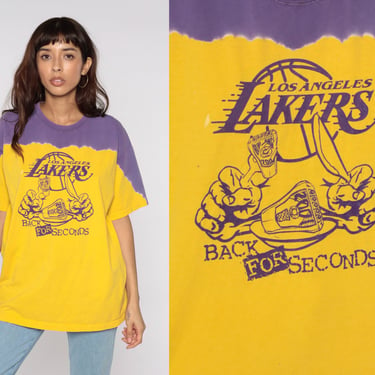 Los Angeles Lakers Shirt 2001 NBA Basketball T Shirt LA Lakers 00s TShirt Sports Vintage Y2K Tee Graphic Yellow Purple Extra Large xl 