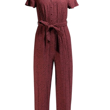 Rails - Maroon & Black Spotted Short Sleeve Jumpsuit Sz XS