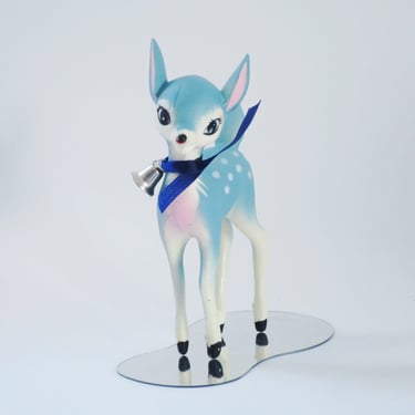 1950s Kitsch Baby Blue Deer Figurine, Nursery Gift, Christmas Reindeer 