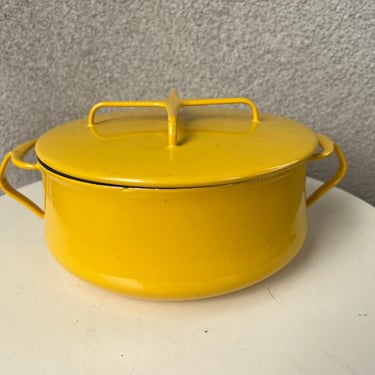 Vintage Modern Dansk France yellow casserole pan pot with lid Dutch oven holds 3 quarts 