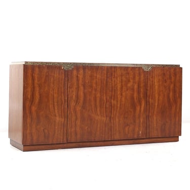 Baker Furniture Brass and Walnut Buffet Credenza - mcm 