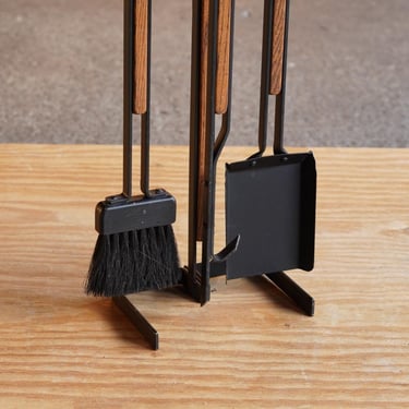 Modernist Oak + Steel Fire Tools 