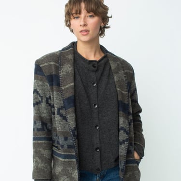 Blanket-Stitched Southwestern Blazer