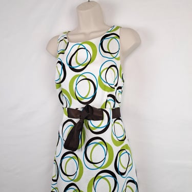Vintage 2000s Lime, Teal & Brown Tank Dress 