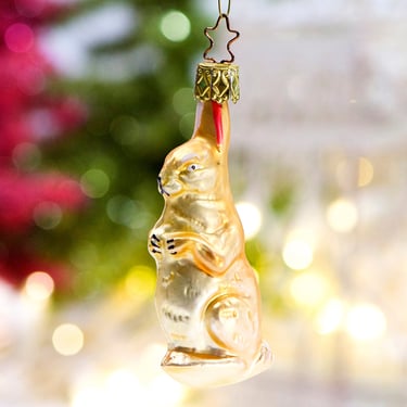 VINTAGE: German Mercury Inge Glass Rabbit Ornament - Blown Figural Glass Ornament - Made in Germany - SKU 30-402-0006136 