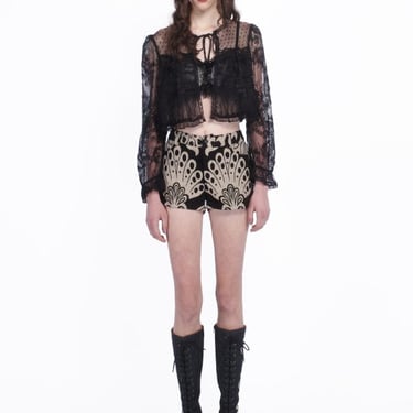 Anna Sui Lace Combo Bed Jacket - Black