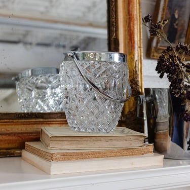 vintage french heavy cut glass ice bucket