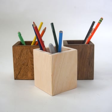 Wood Pencil and Pen Holder Makeup and Accessories Organizer - Raw 