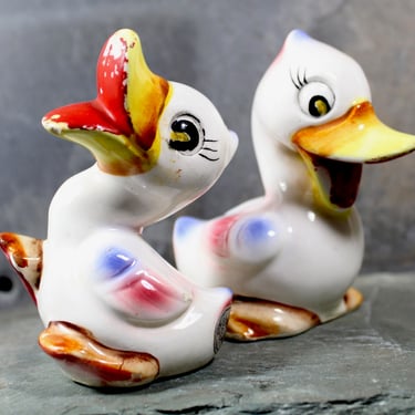 Laughing Duck Salt & Pepper Shakers - Made in Japan - Vintage Duck Ceramic Salt and Pepper Shakers  | FREE SHIPPING 