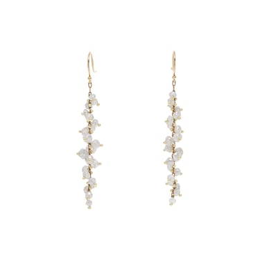 TenThousandThings 18k Beaded Long Spiral White Diamond Earrings- 10ctw.