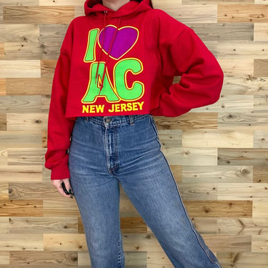 90's Atlantic City NJ Cropped Hoodie Sweatshirt 