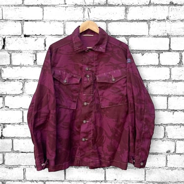 Vintage Burgundy British Army Jacket 90s Camo Shirt / Jacket - Dark Pink Purple 