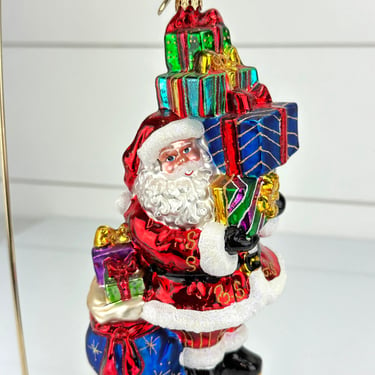 Christopher Radko TIP TOP CLAUS Santa w/ Presents Blown Glass Christmas Ornament 
